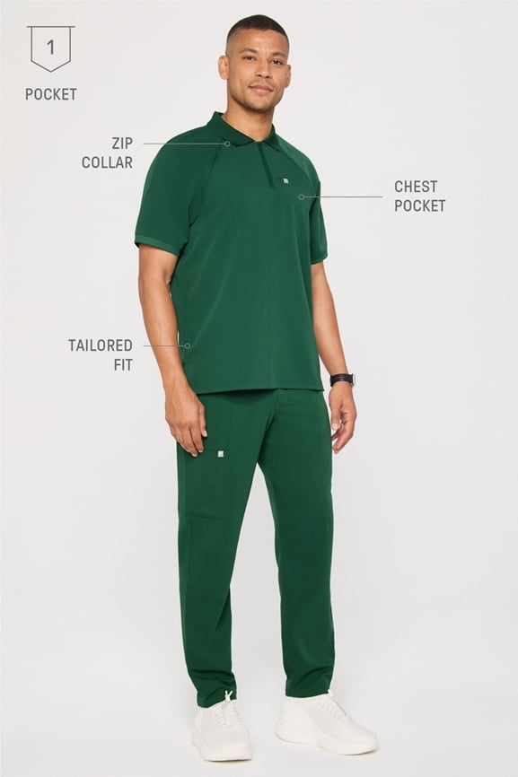 All-Day Scrub Zip Polo