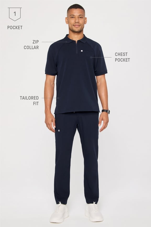 All-Day Scrub Zip Polo