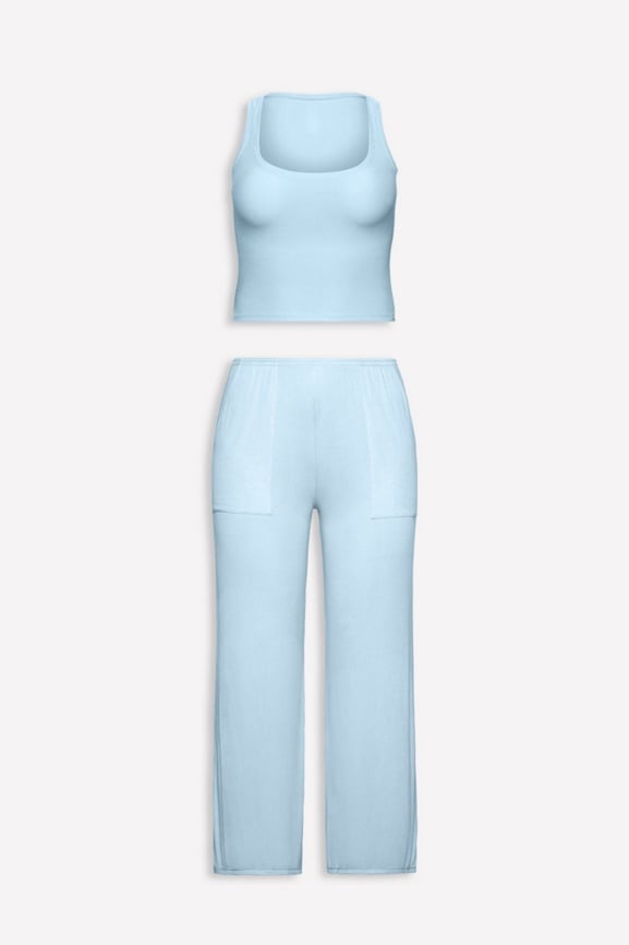 Soft Rib Cropped Tank and Wide Leg Pant 2-Piece Set