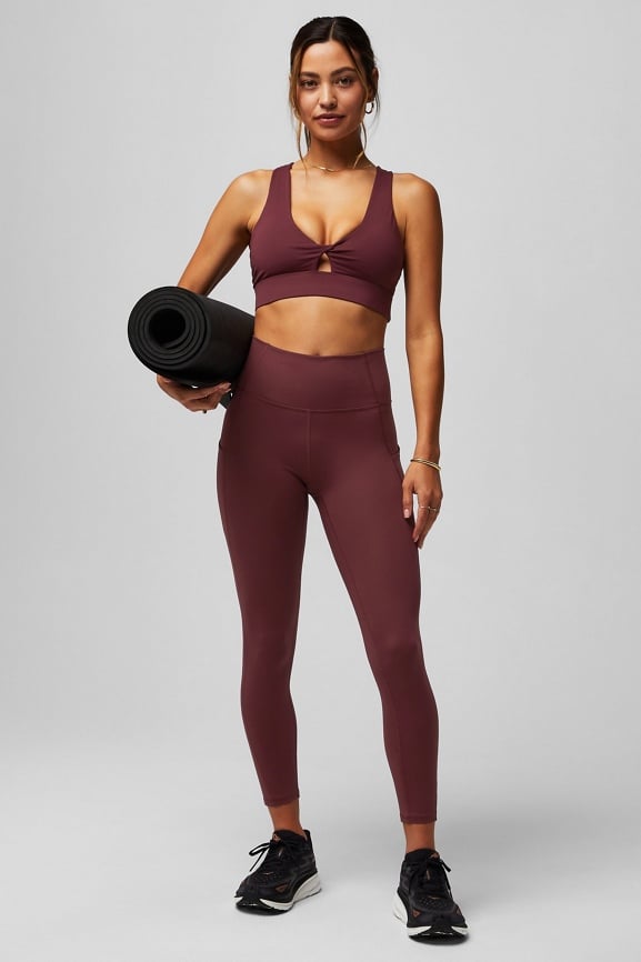 Fabletics Bare Zip Front Sports Bra Size Small Burgundy Crop Top Athleisure