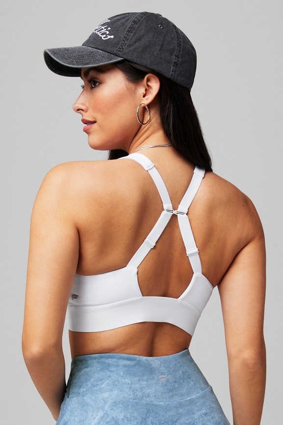Fabletics White Stretch Wide Strap All Day Every Day Sports Bra Size M/8