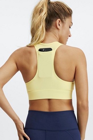 NWT Fabletics On-The-Go Medium-Impact Sports Bra Lemon Créme Womens Size XL