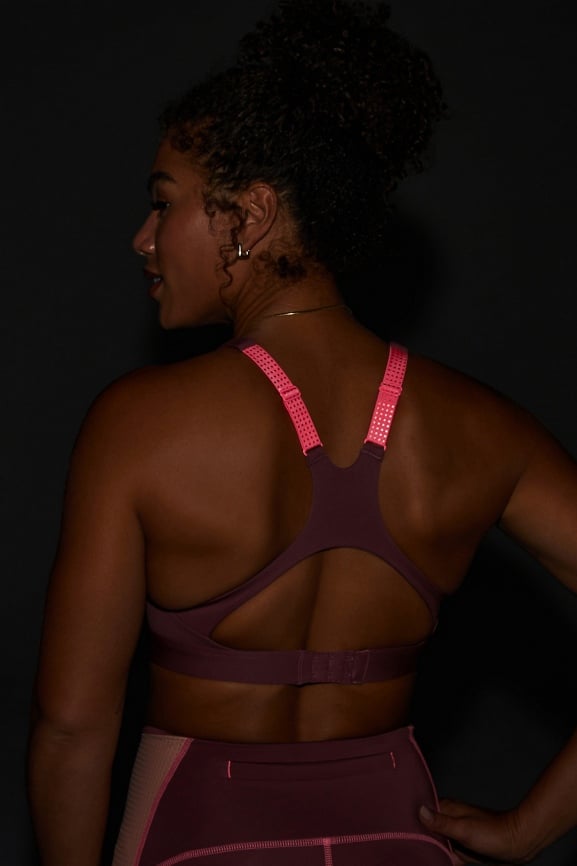 Fabletics All Day Sports Bra XXL Hot Pink Fasten Back Racerback High Impact