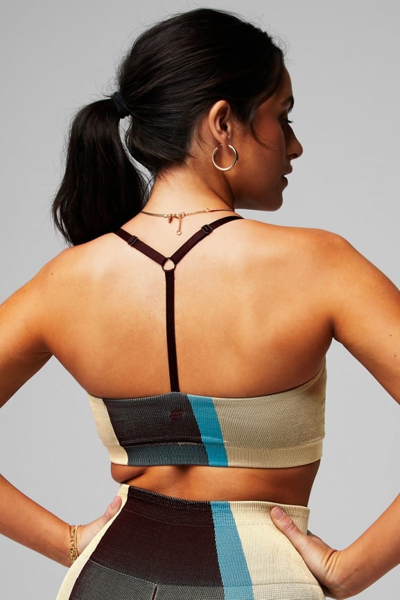 Fabletics Logo V-Neck Criss Cross Front Back Strappy Sports Bra XS Women  Gray
