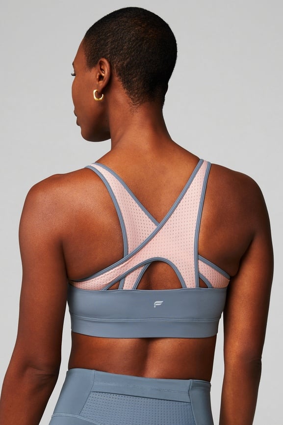 Buy Grey Cotton Spandex Sports Bra With Breathable Cups Online