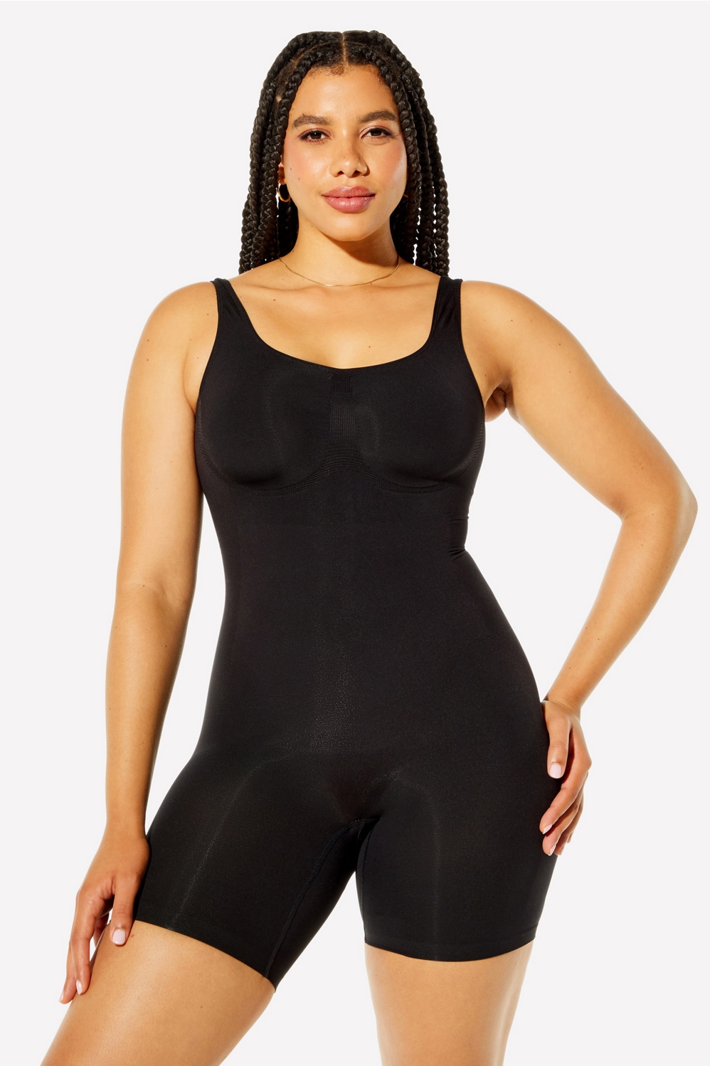 YITTY Nearly Naked Shaping Mid Thigh Bodysuit, Bossed Up Brown, X