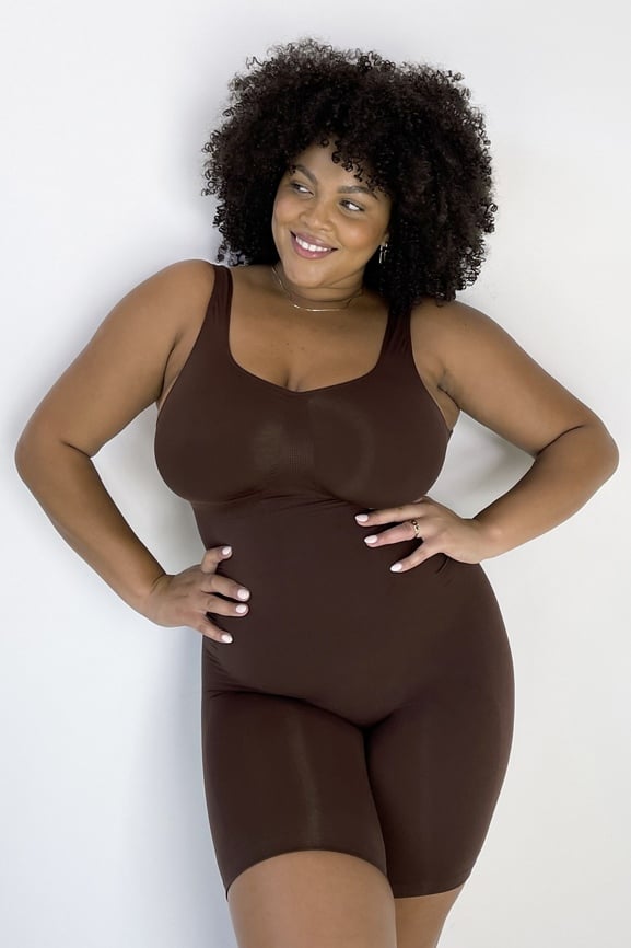 Body Suit Seamless Bodysuit With Good Coverage Braless Shapes From Underbust  To Knees Firm Thigh Compression Gusset Opening at  Women's Clothing  store