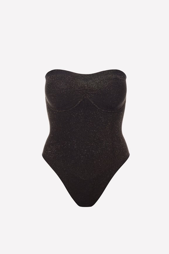 Unlined bodysuit without underwire black tulle with rhinestones