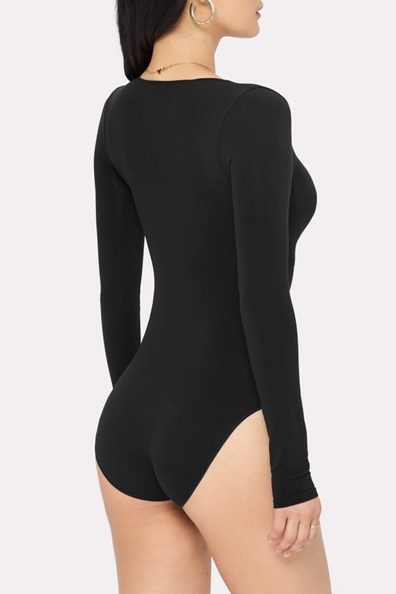 Nearly Naked Shapewear Square Neck Brief Long Sleeve Bodysuit