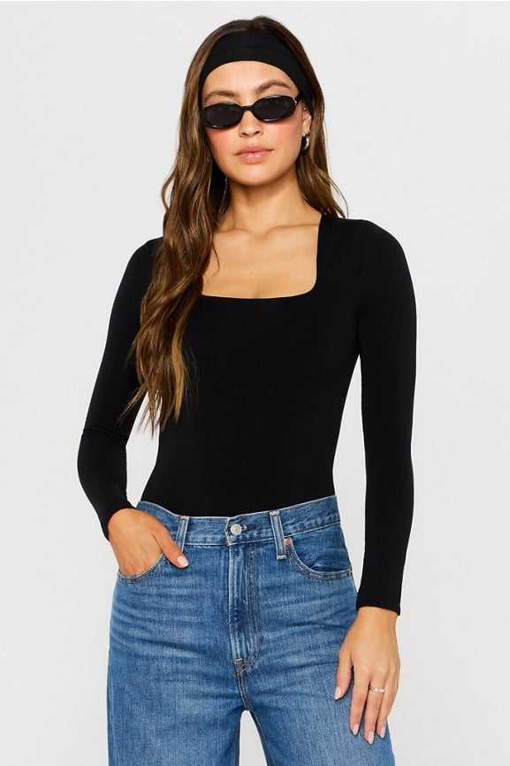 Nearly Naked Shapewear Square Neck Brief Long Sleeve Bodysuit