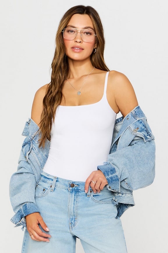 Snug Cotton Strappy Thong Bodysuit