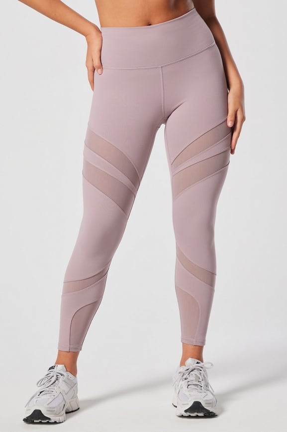 High-Waisted Wrapping Mesh Panelled 7/8 Leggings
