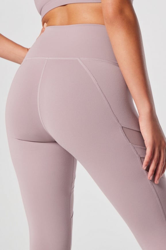 High-Waisted Wrapping Mesh Panelled 7/8 Leggings