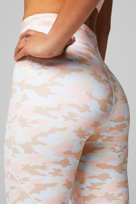 Buy the Womens Pink White Camouflage Elastic Waist Compression Leggings  Size M