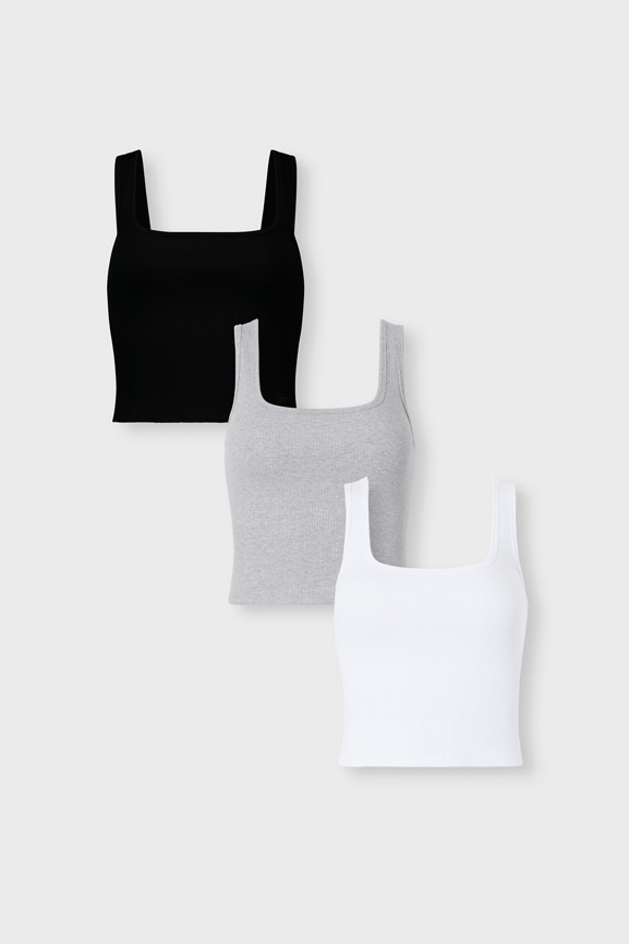 Daily Rib Cropped Tank 3-Piece Bundle