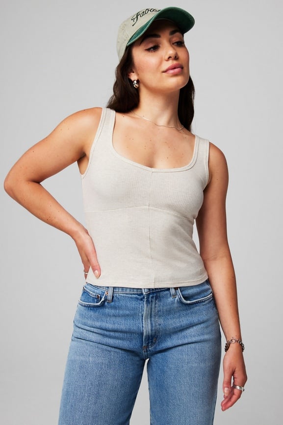 Rib Scoop Tank + Flare Pant 2-Piece Outfit