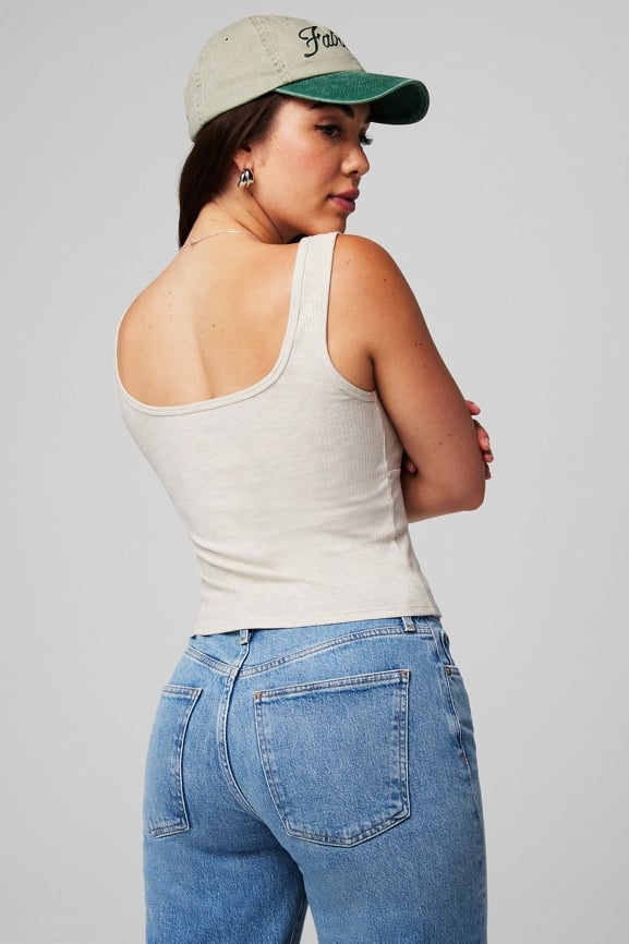 Rib Scoop Tank + Flare Pant 2-Piece Outfit
