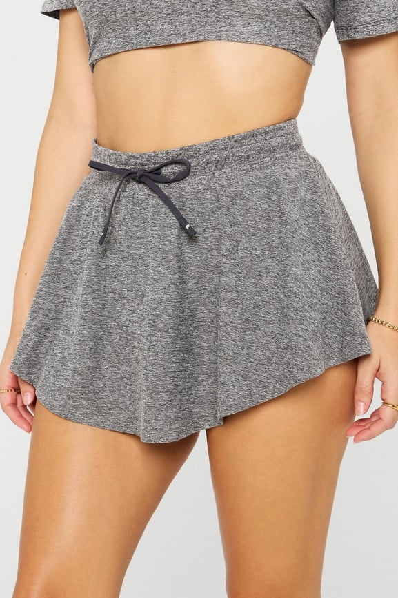 Cloud Jersey Cropped Hoodie + Cloud Jersey Flounce Skirt 2-Piece Outfit
