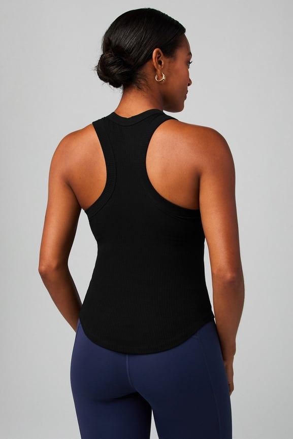 High Neck Rib Built-In Bra Tank + One Jogger 2-Piece Outfit