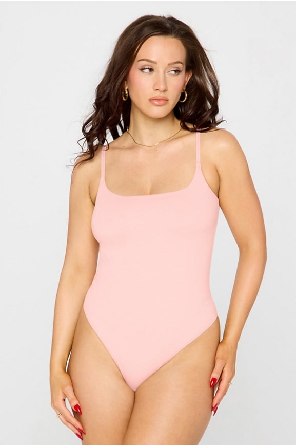 Snug Cotton Strappy Thong Bodysuit + Crossover Flounce Classic Mini Skirt 2-Piece Outfit