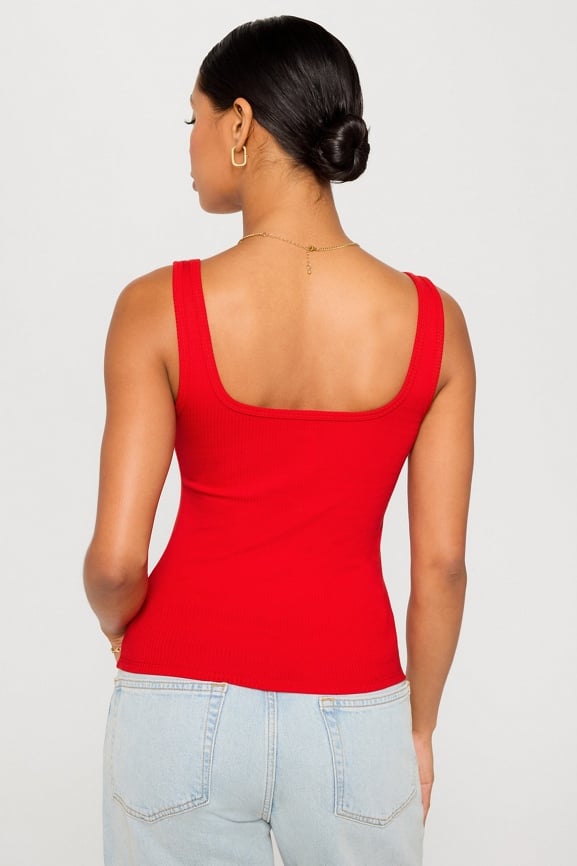 Daily Rib Square Neck Tank + Year Round Terry Wide Leg Pant 2-Piece Outfit