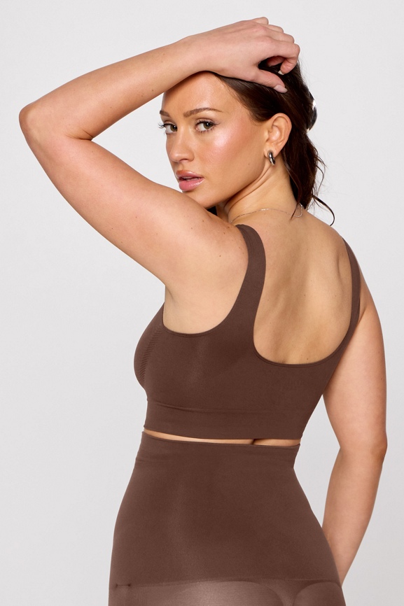 Nearly Naked Shaping Midi Bra + Year Round Terry Off Shoulder Sweatshirt 2-Piece Outfit