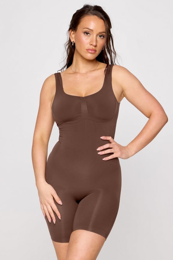 Nearly Naked Shaping Mid Thigh Bodysuit + 100%  Cotton Oversized Tee 2-Piece Outfit