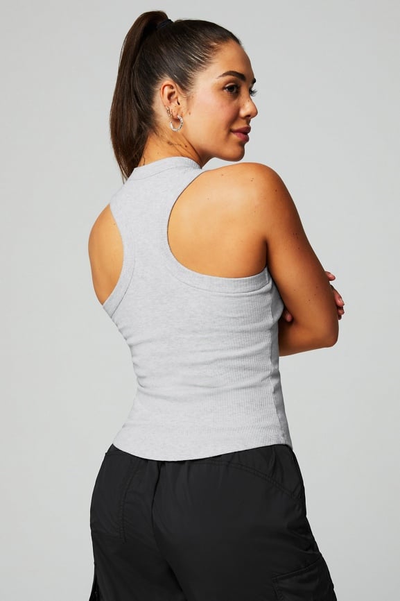 High Neck Rib Built-In Bra Tank + Downtown Wide Leg Pant 2-Piece Outfit