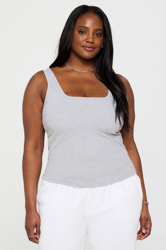 Daily Rib Square Neck Tank + Year Round Terry Wide Leg Sweatpant 2-Piece Outfit