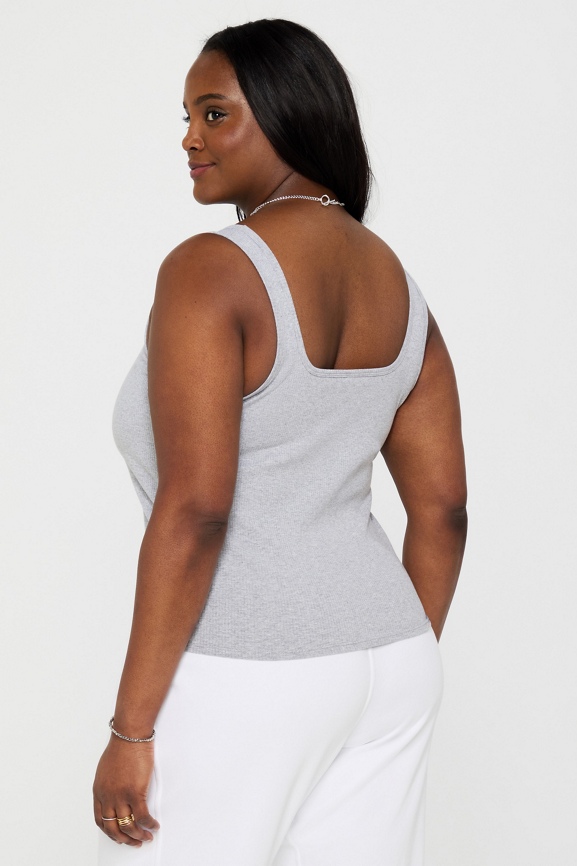 Daily Rib Square Neck Tank + Year Round Terry Wide Leg Sweatpant 2-Piece Outfit