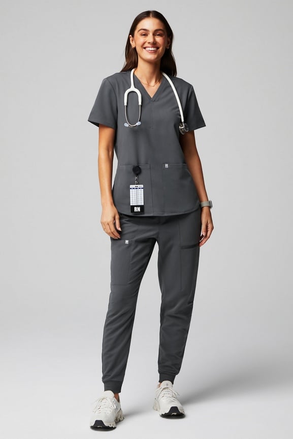 Fabletics Women's On-Call Scrub Jogger, MotionTech, XL/Regular 28 in | 28,  Wine