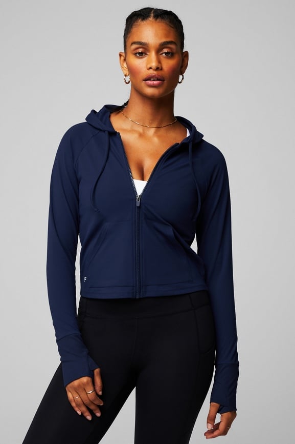 Navy blue cropped on sale hoodie