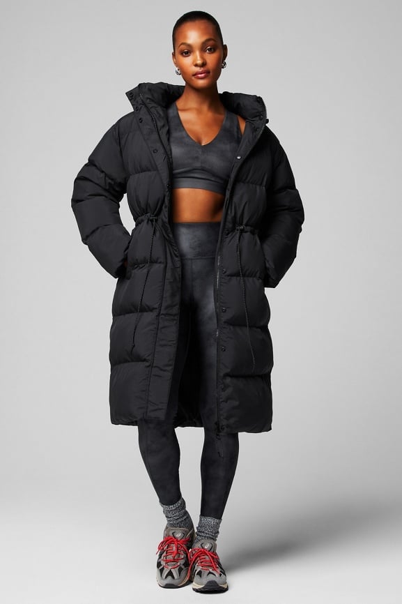 Long black best sale puffer jackets