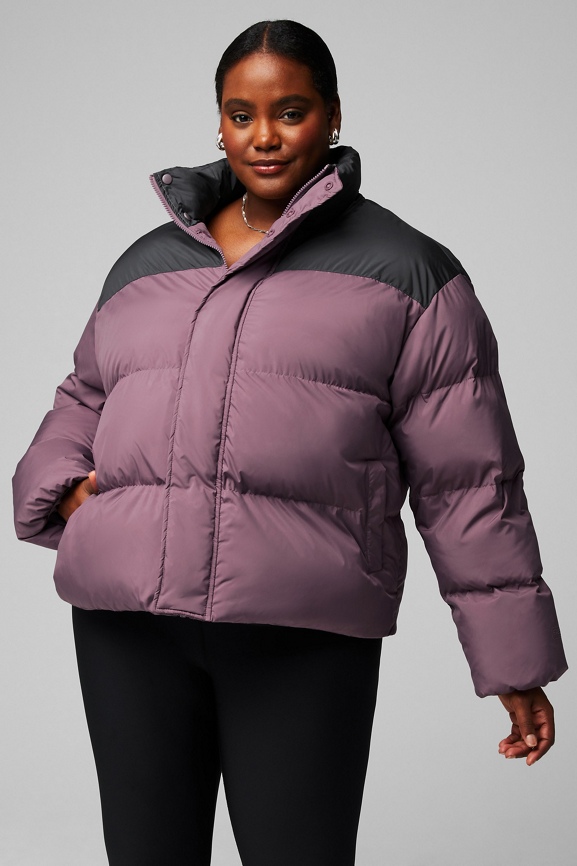 Fabletics Quilted Hooded Puffer Coat Jacket Purple Women's Size M