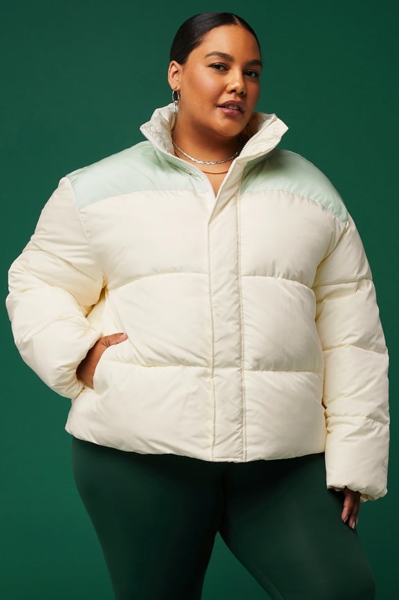 Plus size white puffer 2024 jacket