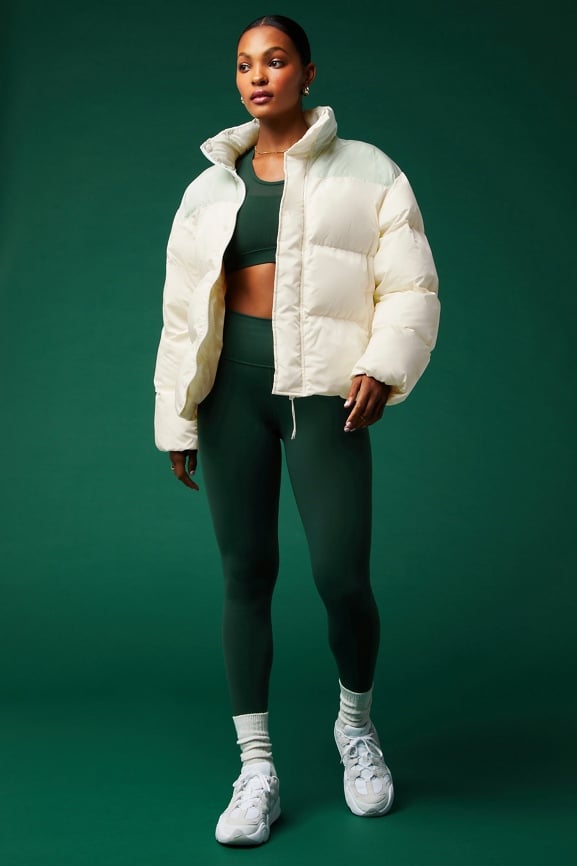 Fabletics Adeline Shine Oversize Long Puffer Jacket Womens Size XL New