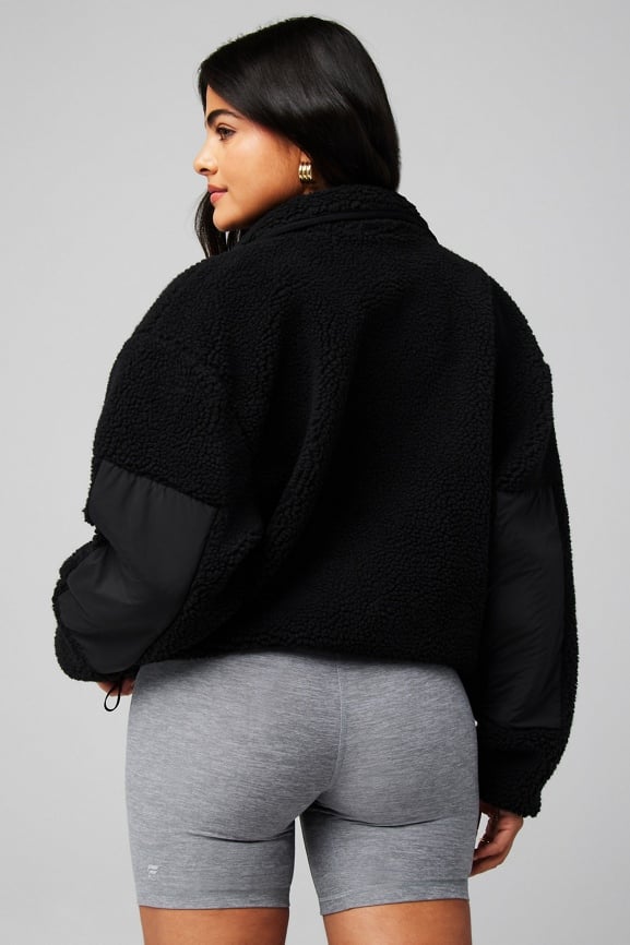 Black teddy clearance bomber jacket