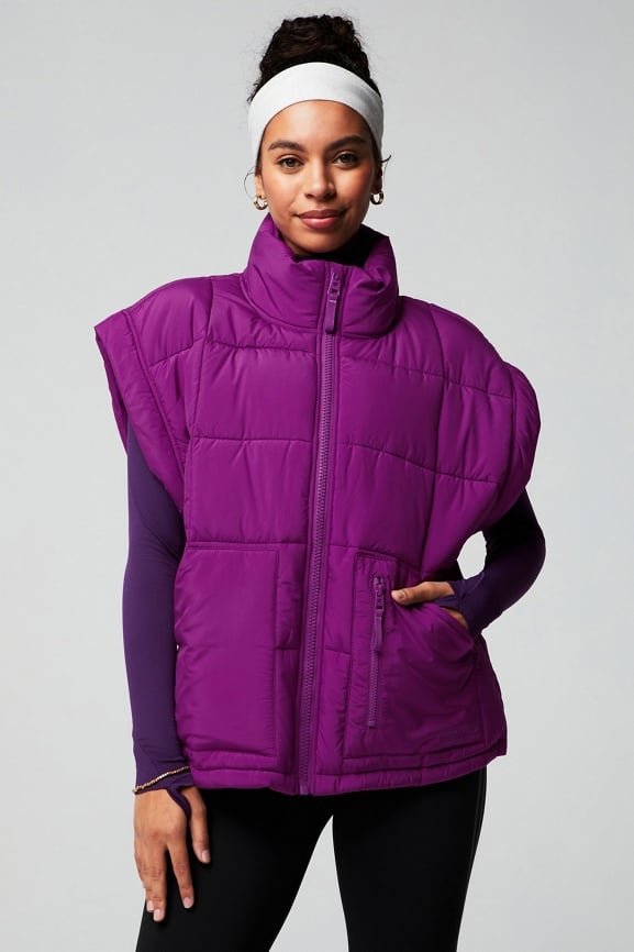 Wander Crushed Velour Cropped Puffer Jacket - Fabletics