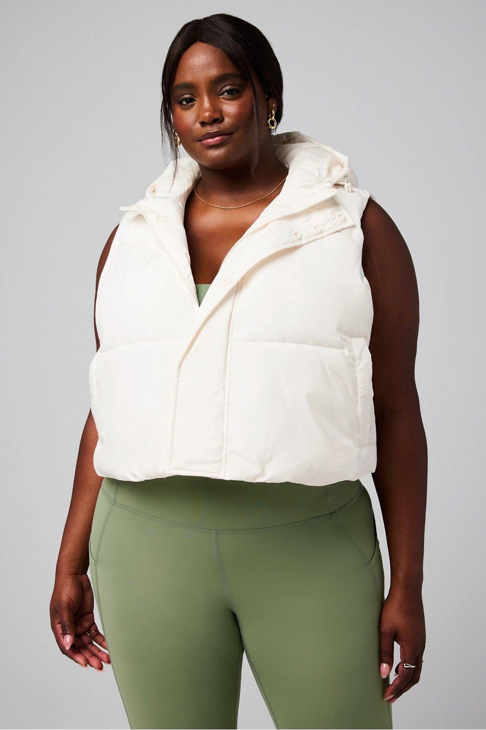 Essential Cropped Hooded Puffer Vest