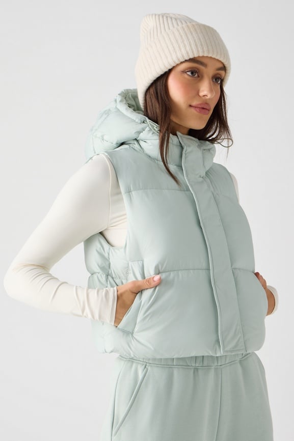 Essential Cropped Hooded Puffer Vest