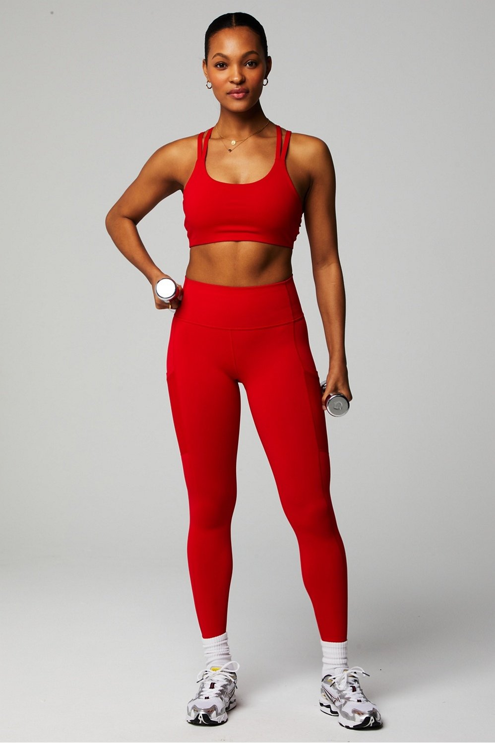 Red Colour Block Seamless Gym Legging