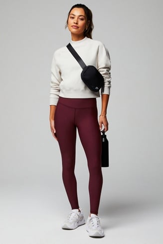 Fabletics cold weather legging mid rise statement Burgundy w