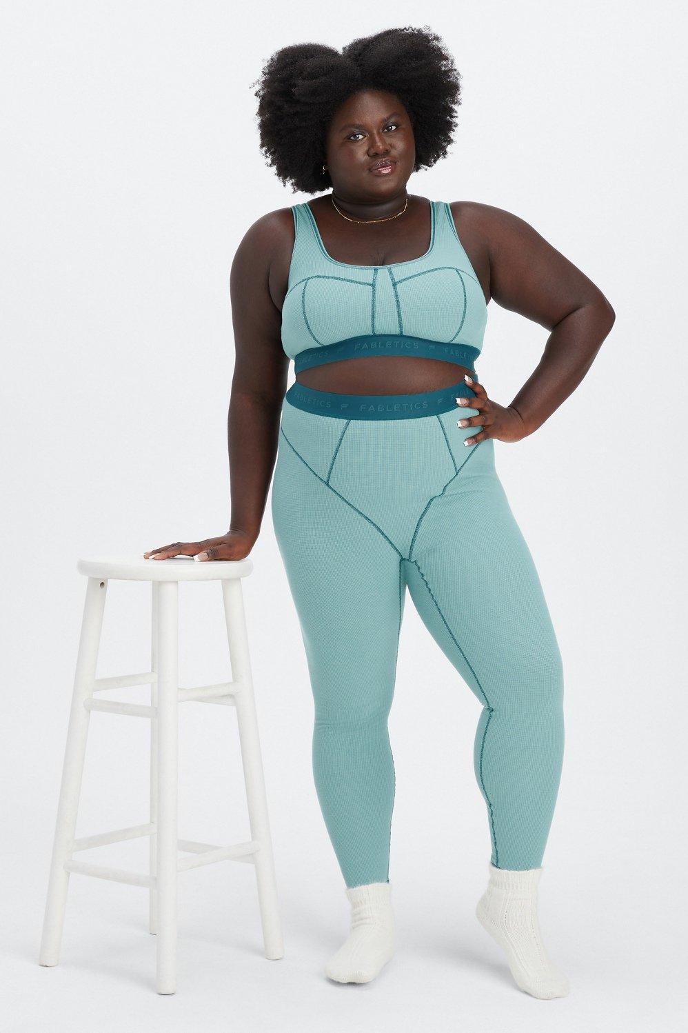 Fabletics, Pants & Jumpsuits, Set Waffle Thermal Leggings And Bra