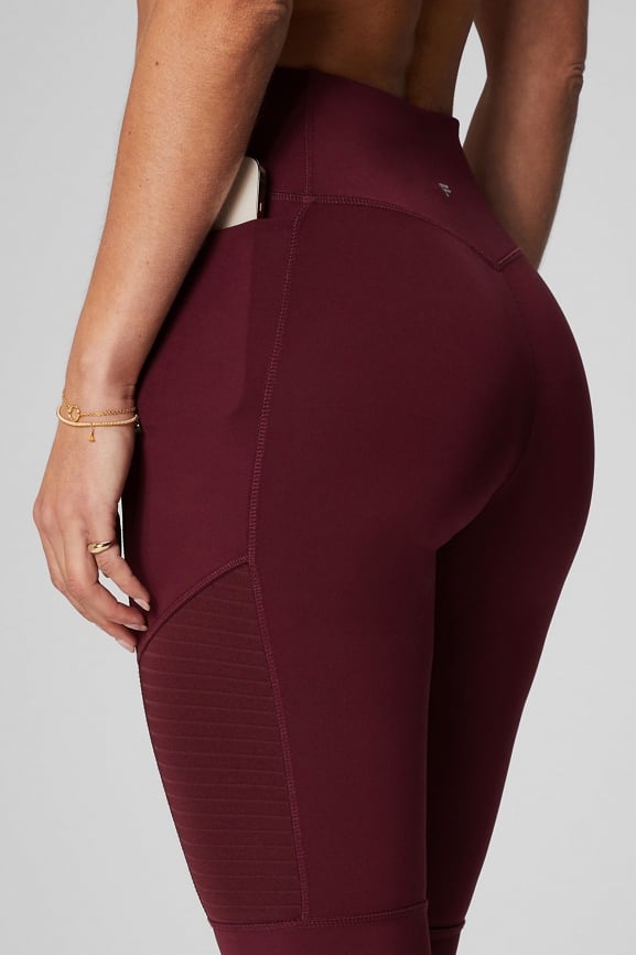 Lululemon Maroon/Black Legging With Zipper On Back Waistband & Mesh Le –  The Saved Collection