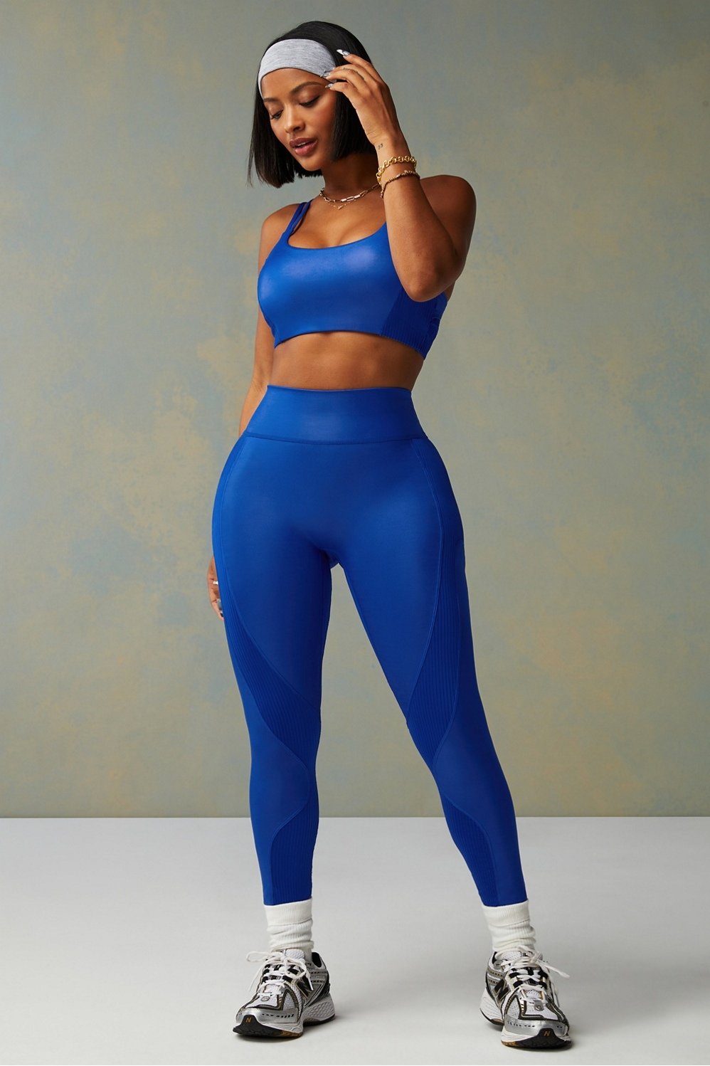 High waist recycled polyester legging geo blue