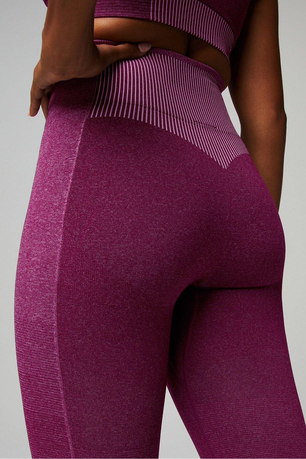 Fabletics Ultra High-Waisted Seamless Stripe Legging Womens  Java/Tapioca/Plush Pink Size XS