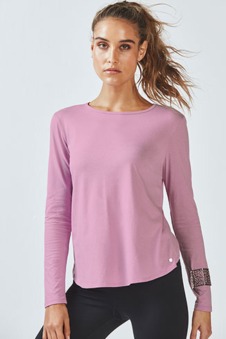 Fabletics Millie open back lilac purple long sleeve top size small