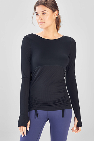 FABLETICS Women's Black Cashel Adjustable Long Sleeves Top II