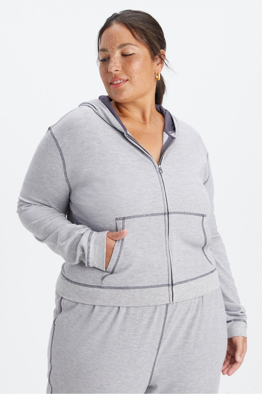 Zip-Up Waffle Hoodie - Fabletics Zip-Up Waffle Hoodie - Fabletics