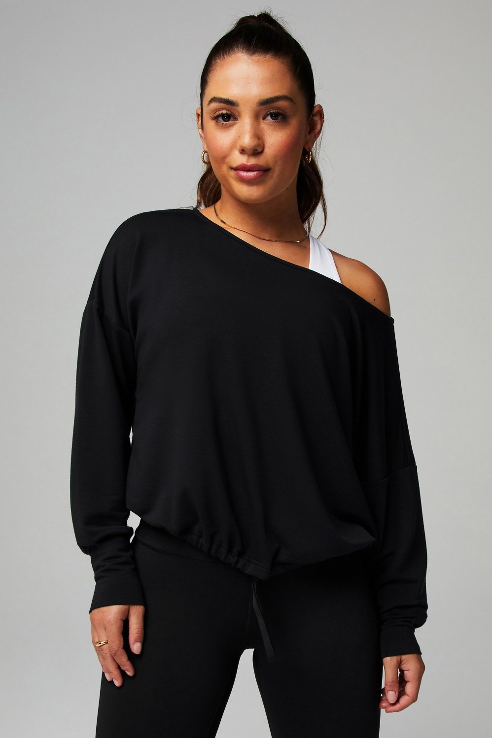 Luxe Terry Off Shoulder Pullover curated on LTK